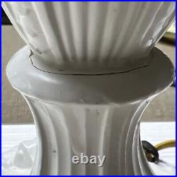 Vintage Tiffany Style Double Light Slag Glass Lamp Cast Metal Neoclassical Base