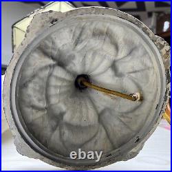 Vintage Tiffany Style Double Light Slag Glass Lamp Cast Metal Neoclassical Base