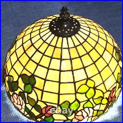Vintage Tiffany Style Lampshade Slag Glass Beige purple green 11 inches