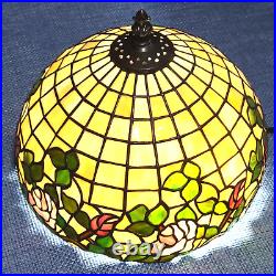 Vintage Tiffany Style Lampshade Slag Glass Beige purple green 11 inches