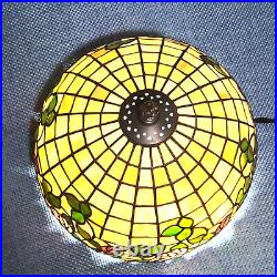 Vintage Tiffany Style Lampshade Slag Glass Beige purple green 11 inches