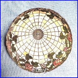 Vintage Tiffany Style Lampshade Slag Glass Beige purple green 11 inches