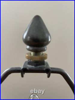 Vintage Tiffany Style Leaded Slag Glass Floral Table Lamp Cast Metal Base