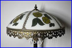 Vintage Tiffany Style Ornate Metal Slag Glass Table Lamp