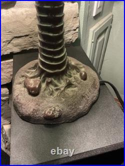 Vintage Tiffany Style Palm Tree Table Lamp 16 Stained Slag Glass