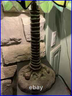 Vintage Tiffany Style Palm Tree Table Lamp 16 Stained Slag Glass