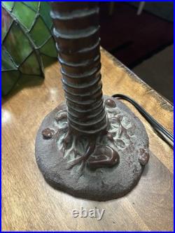 Vintage Tiffany Style Palm Tree Table Lamp 16 Stained Slag Glass