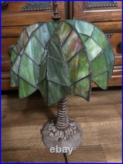Vintage Tiffany Style Palm Tree Table Lamp 16 Stained Slag Glass