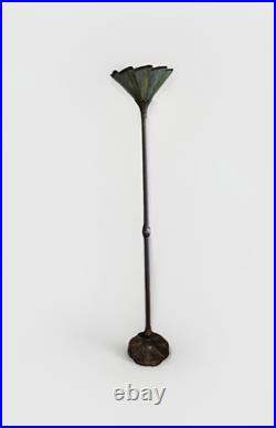 Vintage Tiffany Style Slag Glass Floor Lamp Green. Quoizel Collectibles