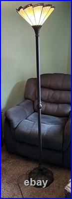 Vintage Tiffany Style Slag Glass Floor Lamp Green. Quoizel Collectibles