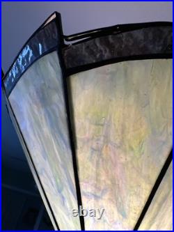 Vintage Tiffany Style Slag Glass Floor Lamp Green. Quoizel Collectibles