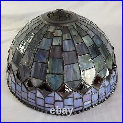Vintage Tiffany Style Slag Glass Lamp Shade Purple Amber Green Blue 8.5 x 15