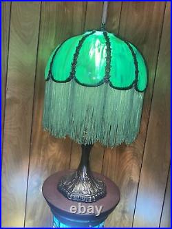 Vintage Tiffany Style Slag Glass Table Lamp Size Shade 12 Inches & 20.5 Inches H