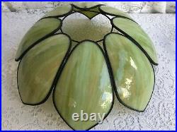 Vintage Tiffany Style Slag Stained Glass Tulip Lamp Shade #3