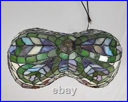 Vintage Tiffany Style Stained Glass Lamp Tulip Design Jeweled Art Nouveau 21