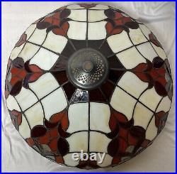 Vintage Tiffany Style Stained Slag Glass Lamp Shade 18D 10H Jeweled