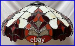 Vintage Tiffany Style Stained Slag Glass Lamp Shade 18D 10H Jeweled