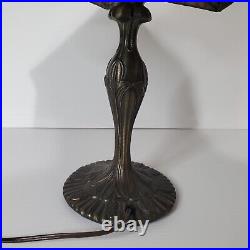 Vintage Tiffany Style Stained Slag Glass Table Lamp Pink Purple White Handmade