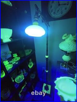 Vintage Uranium Slag Glass Stand Up Floor Lamp