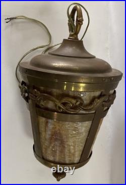 Vintage Victorian Era Bras Slag Glass Hanging Light Shade
