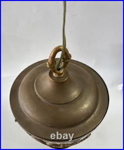 Vintage Victorian Era Bras Slag Glass Hanging Light Shade