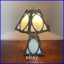Vintage Victorian Slag Stained Glass Lamp. 3 Way Lighting