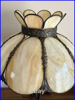 Vintage Victorian Style Stained Slag Glass 3 Light Parlor Tulip Table Lamp 23 Vintage Victorian Style Stained Slag Glass 3 Light Parlor Tulip Table Lamp 23
