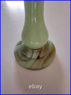 Vintage Vidrio Green Slag Glass Boudoir Dresser Lamp Sticker GLOWS NOT WIRED
