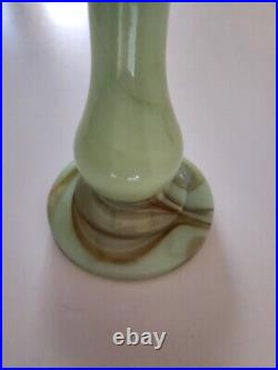 Vintage Vidrio Green Slag Glass Boudoir Dresser Lamp Sticker GLOWS NOT WIRED