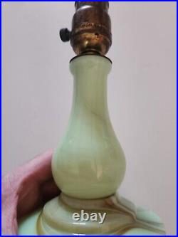 Vintage Vidrio Green Slag Glass Boudoir Dresser Lamp Sticker GLOWS NOT WIRED