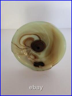 Vintage Vidrio Green Slag Glass Boudoir Dresser Lamp Sticker GLOWS NOT WIRED
