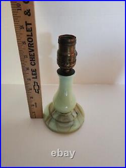 Vintage Vidrio Green Slag Glass Boudoir Dresser Lamp Sticker GLOWS NOT WIRED