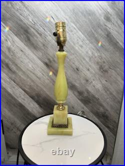 Vintage Yellow Green Orange Swirl Slag Glass Style With Metal Lamp As Is WORKS