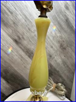 Vintage Yellow Green Orange Swirl Slag Glass Style With Metal Lamp As Is WORKS