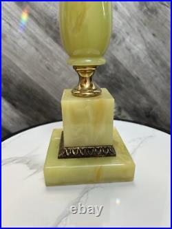 Vintage Yellow Green Orange Swirl Slag Glass Style With Metal Lamp As Is WORKS