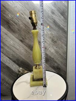 Vintage Yellow Green Orange Swirl Slag Glass Style With Metal Lamp As Is WORKS