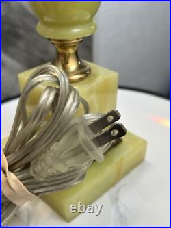 Vintage Yellow Green Orange Swirl Slag Glass Style With Metal Lamp As Is WORKS