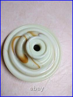 Vintage / antique Houzex slag glass footed lamp base marble swirl 1920's or 1930