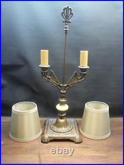 Vintage art deco Uranium Agate Slag Glass Double Socket Table Lamp