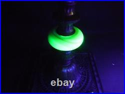Vintage art deco Uranium Agate Slag Glass Double Socket Table Lamp