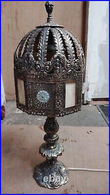 Vintage brass and slag glass lamp