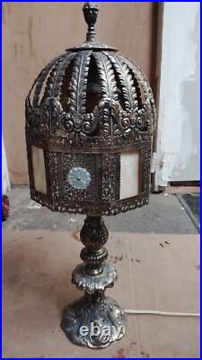 Vintage brass and slag glass lamp