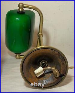 Vintage miniature mini brass green slag glass salesman sample electric desk lamp