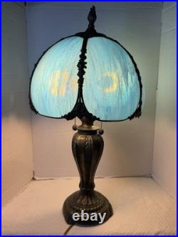 Vintage slag glass table lamp, design draws-inspiration from the Art Nouveau