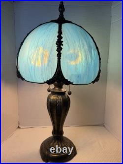 Vintage slag glass table lamp, design draws-inspiration from the Art Nouveau
