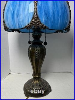 Vintage slag glass table lamp, design draws-inspiration from the Art Nouveau