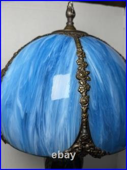 Vintage slag glass table lamp, design draws-inspiration from the Art Nouveau