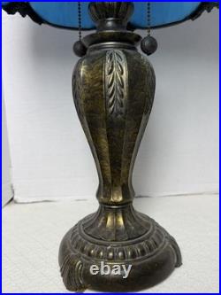 Vintage slag glass table lamp, design draws-inspiration from the Art Nouveau