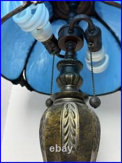 Vintage slag glass table lamp, design draws-inspiration from the Art Nouveau
