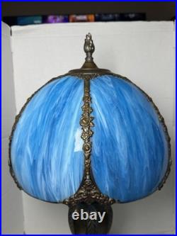 Vintage slag glass table lamp, design draws-inspiration from the Art Nouveau